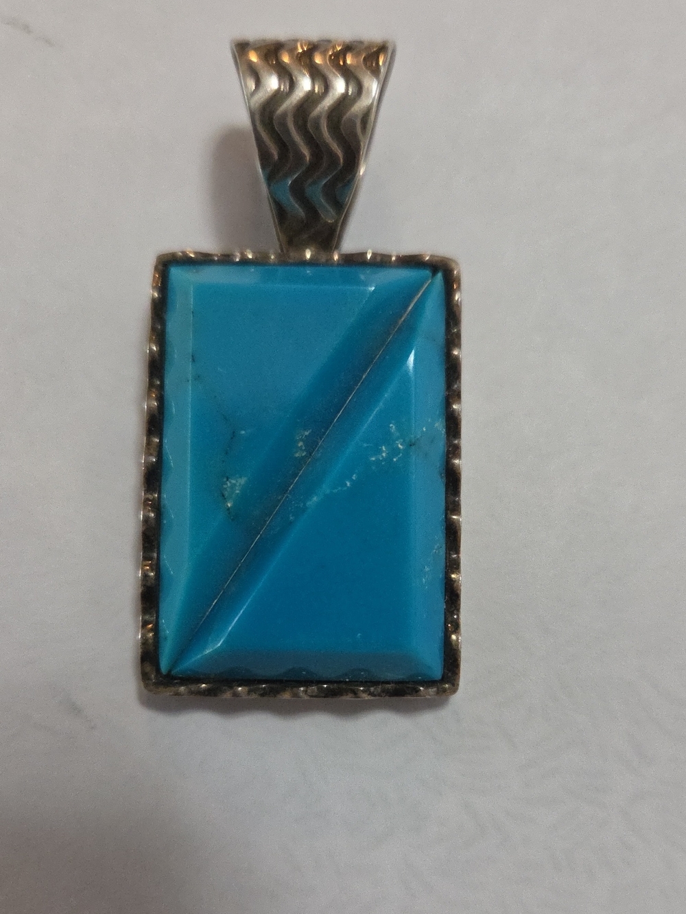 Jay King Turquoise Rectangular Silver Pendant - Bright Blue Stone